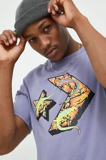 Koszulki męskie - Converse t-shirt bawełniany kolor fioletowy z nadrukiem - grafika 1