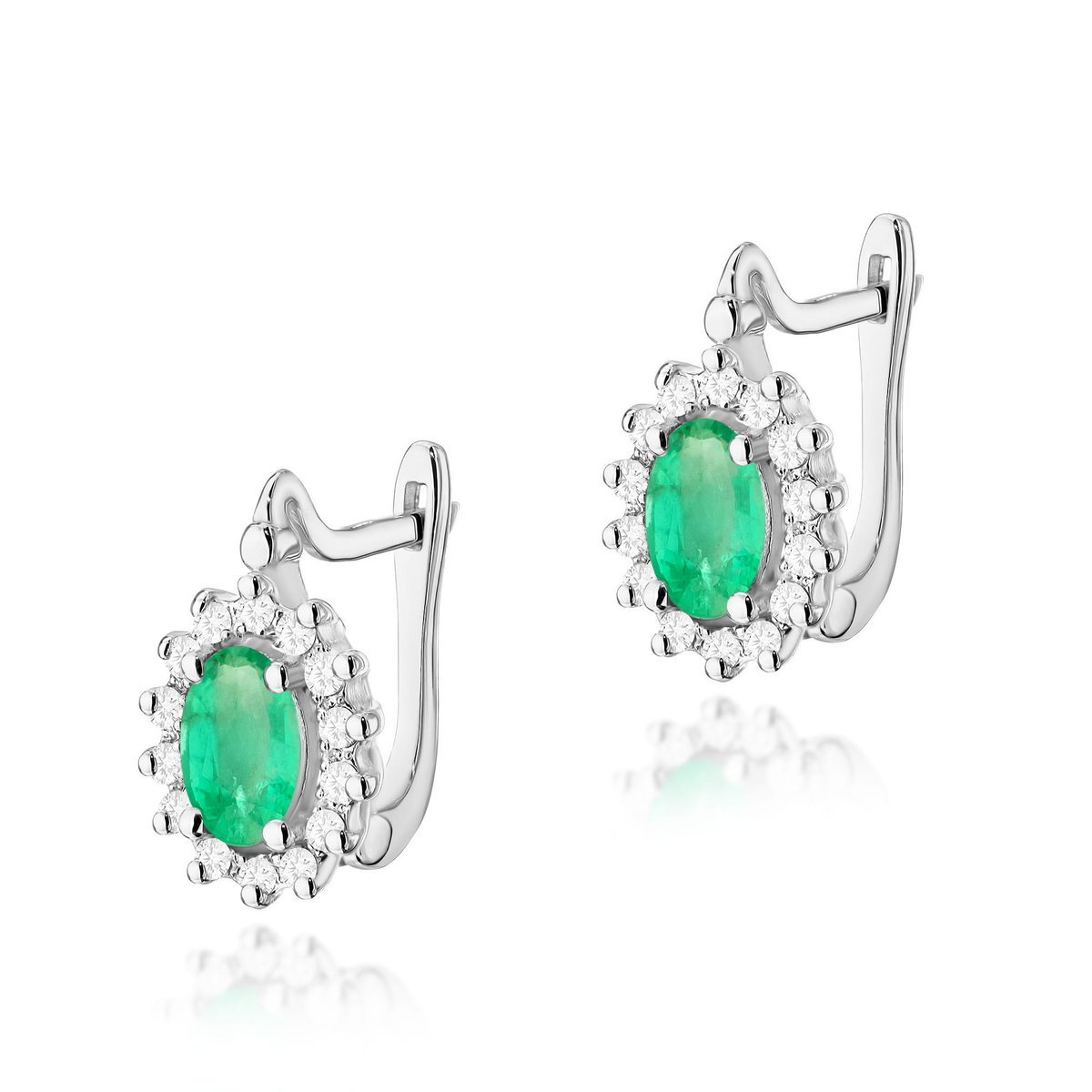 Złote kolczyki Szmaragd 2 x 0,40ct białe złoto pr. 585