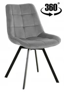 Krzesła - Krzesło obrotowe tapicerowane welurowe szare Lapo do salonu jadalni biura - miniaturka - grafika 1