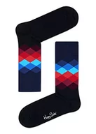 Skarpetki męskie - Happy Socks Faded Diamond, kolorowe i zabawne, Skarpety dla kobiet i mężczyzn, Czarny-Niebieski-Czerwony (41-46) - miniaturka - grafika 1