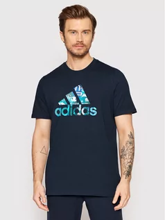 Koszulki męskie - Adidas T-Shirt Mult Bos HE4823 Granatowy Regular Fit - grafika 1