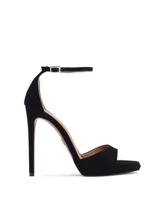 Sandały damskie - Eleganckie czarne sandały na platformie i wysokiej szpilce - grafika 1