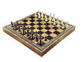 Gry planszowe - Premium Szachy Staunton Z Palisandru - Włoska Plansza Skórzana Mapa Świata 48X48Cm Profesjonalne - miniaturka - grafika 1