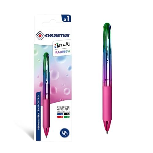 Osama 4 Multi Rainbow wielokolorowy długopis kulkowy 1,0 mm. 1 szt. kolorowe długopisy 4 kolory tęcza atrament czarny niebieski czerwony i zielony artykuły pa szkolne biuro uniwersytet i