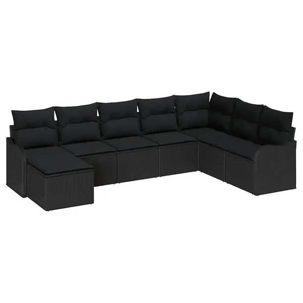 Zestaw Sof Modułowych Ogrodowych, Czarny, Rattan, 5 Elementów, 60cm Głę