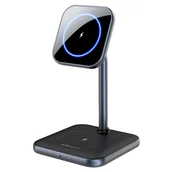 Stacje dokujące do telefonów - Acefast bezprzewodowa ładowarka Qi 15W do iPhone (z MagSafe) i Apple AirPods stojak podstawka uchwyt magnetyczny czarny (E1 black) - miniaturka - grafika 1