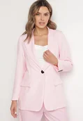 Marynarki i żakiety damskie - Różowa Klasyczna Marynarka o Jednorzędowym Kroju z Imitacją Kieszeni Felzeri - miniaturka - grafika 1