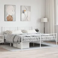 Inne meble do sypialni - Metalowa rama łóżka z wezgłowiem i zanóżkiem, biała, 200x200 cm Lumarko! - miniaturka - grafika 1