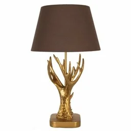 Złota Lampa Stołowa Rogi Jelenia Clayre & Eef - Lampy stojące - miniaturka - grafika 1