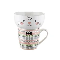 Kubki - Zestaw porcenalowy dziecięcej Luna salaterka 520 ml + kubek 340 ml wielokolorowy - miniaturka - grafika 1