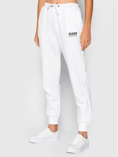 Spodnie sportowe damskie - Guess Spodnie dresowe Alisha O1BA01 K9V31 Biały Regular Fit - grafika 1