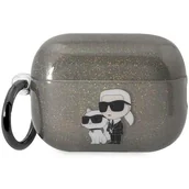 Akcesoria do słuchawek - Karl Lagerfeld KLAP2HNKCTGK Airpods Pro 2 cover czarny/black Gliter Karl&Choupette - miniaturka - grafika 1