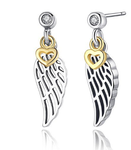 ankabizuteria.pl Kolczyki srebrne skrzydełka rodowane i pozłacane