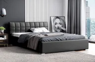 Łóżka - Łóżko tapicerowane pikowane Kendi 160x200 Czarne - miniaturka - grafika 1