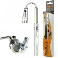 Latarki - Latarka magnetyczna z wysuwanym elastycznym światłem LED do majsterkowania, rzemiosła, stolarstwa i rzemieślników, srebrna - miniaturka - grafika 1