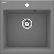 Zlewozmywaki - Deante Evora zlewozmywak granitowy 50x50 cm szary metalik ZQJS103 - miniaturka - grafika 1