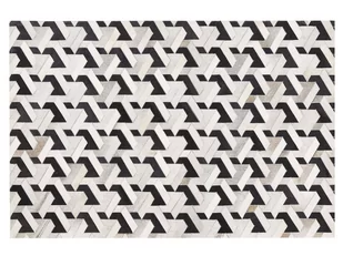 Beliani Dywan patchwork skórzany 160 x 230 cm czarno-szary NARMAN - Dywany - miniaturka - grafika 1