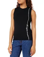 Swetry damskie - Armani Exchange Damski sweter bez rękawów, okrągły dekolt, logo Line sweter, czarny, XS - miniaturka - grafika 1