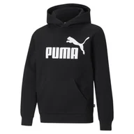Odzież sportowa dziecięca - Młodzieżowa bluza z kapturem z dużym logo Essentials PUMA Black - miniaturka - grafika 1