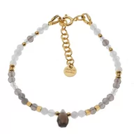 Bransoletki - Skorulski Jewellery, Bransoletka, Kwarc Dymny, Kamień Księżycowy, mix kamieni i srebro złocone - miniaturka - grafika 1