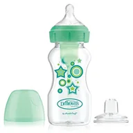 Butelki dla niemowląt - Dr Browns WB91606 Butelka szeroka szyjka 270ml Options + dekorowana ze smoczkiem 6+ i ustnikiem niekapkiem zielony ][ MA_779774 - miniaturka - grafika 1