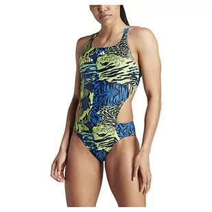 adidas Damski strój kąpielowy z grafiką dla dorosłych, Solar Slime/Lucid Lime/Bright Royal/Black, 28 - Stroje kąpielowe - miniaturka - grafika 1