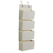 Zestawy naczyń dla dzieci - 3 Sprouts Organizer Na Drzwi Wiszący Gingham Beige - miniaturka - grafika 1