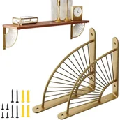 Zawiasy, okucia i inne akcesoria - Uchwyt ścienny, uchwyt do półki ściennej, trójkątny uchwyt ścienny, drewniany uchwyt ścienny (złoty). - miniaturka - grafika 1