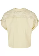 Koszulki i topy damskie - Urban Classics Damski T-Shirt Ladies Short Oversized Lace Tee, damski top z koronkowym wstawką, dostępny w wielu kolorach, rozmiarach XS - 5XL, Softyellow, 3XL - miniaturka - grafika 1