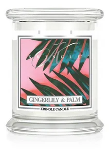 Świece - Kringle Candle Średnia Świeca Zapachowa Z Dwoma Knotami Gingerlily & Palm 411G - grafika 1