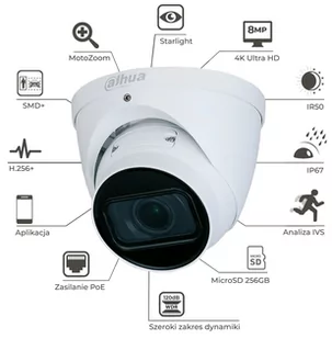 Kamera IP DAHUA IPC-HDW3841T-ZAS-27135 8Mpx Wizsense MotoZoom Mikrofon IR50m - Kamery IP - miniaturka - grafika 2