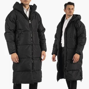 Kurtka Męska Zimowa Puchowa Długa Klasyczna Z Kapturem Czarna FD8156-1 M Czarny - Kurtki męskie - miniaturka - grafika 1
