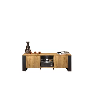Szafka RTV 2D/140 Wood Mebel Bos Dąb Craft Złoty, Czarny - Szafki RTV - miniaturka - grafika 1