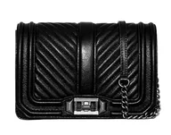 Torebki damskie - Rebecca Minkoff Chevron damska torba na ramię, pikowana, mała Love Crossbody, czarna, czarny - miniaturka - grafika 1
