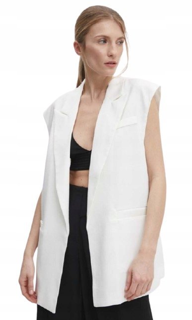 BIAŁA KAMIZELKA DAMSKA ELEGANCKA BEZ KAPTURA M/L 1I_A