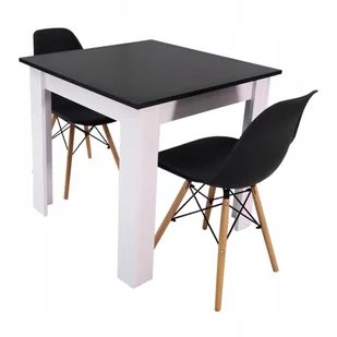 Zestaw stół Modern 80 Bw i 2 krzesła Milano czarne - Stoły z krzesłami - miniaturka - grafika 1