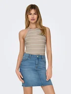 Koszulki i topy damskie - ONLY Top "Gemma" w kolorze beżowym - miniaturka - grafika 1