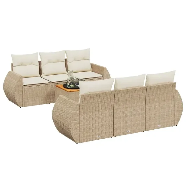 Zestaw mebli ogrodowych modułowych beżowy rattan PE, wymiary 70x62x69 cm