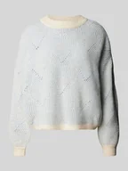 Swetry damskie - Sweter z dzianiny o luźnym kroju z abstrakcyjnym fakturowanym wzorem model ‘JENNA’ - miniaturka - grafika 1