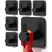 Zawiasy, okucia i inne akcesoria - Haczyki ścienne samoprzylepne, odpowiednie do łazienki i kuchni, bez konieczności wiercenia, czarne (opakowanie 6 szt.) - miniaturka - grafika 1