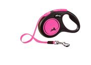 Smycze dla psów - Flexi Smycz oryginalna New Neon różowa M 5m do 25kg taśma 803210 - miniaturka - grafika 1