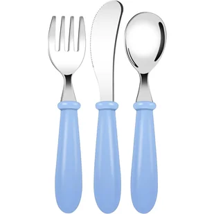 Sztućce dla Dzieci Dziecięce Bezpieczne Nieostre Stal Niebieskie 3 szt - Sztućce dla dzieci - miniaturka - grafika 1