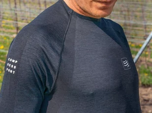 COMPRESSPORT Koszulka biegowa z długim rękawem TRAINING TSHIRT czarna - Koszulki sportowe męskie - miniaturka - grafika 3