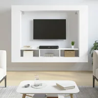Szafki na klucze - vidaXL Szafka pod TV, biała, 152x22x113 cm, materiał drewnopochodny - miniaturka - grafika 1