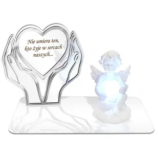 ZNICZ LED GRÓB Dziecka Córki Syna ANIOŁEK PODSTAWKA NA CMENTARZ BIAŁY ANIOŁ - Lampiony i znicze - miniaturka - grafika 1