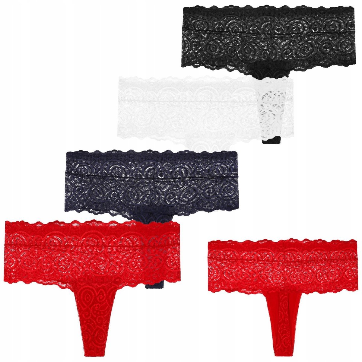 4X Figi Majtki Damskie Wykończone Koronką Seksowne Bawełniane Moraj Xxl