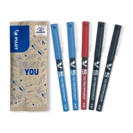 Cienkopisy - Zestaw 5 Cienkopisów kulkowych PILOT V5 mix kolory - miniaturka - grafika 1