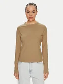Bluzki damskie - Calvin Klein Bluzka Nano Logo K20K207572 Beżowy Regular Fit - miniaturka - grafika 1