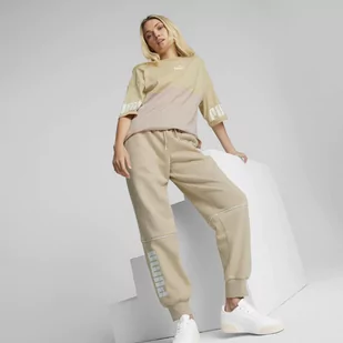Damskie spodnie dresowe PUMA Power Colorblock - Spodnie sportowe damskie - miniaturka - grafika 1