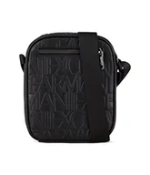 Torby męskie - Armani Exchange Męski emblemat, zapięcie na zamek błyskawiczny, czarny, czarny - miniaturka - grafika 1